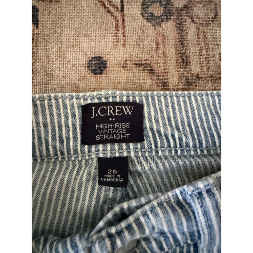 J.Crew High Rise Vintage Straight Jeans Womens 25 Blue White Stripe - Picture 3 of 5